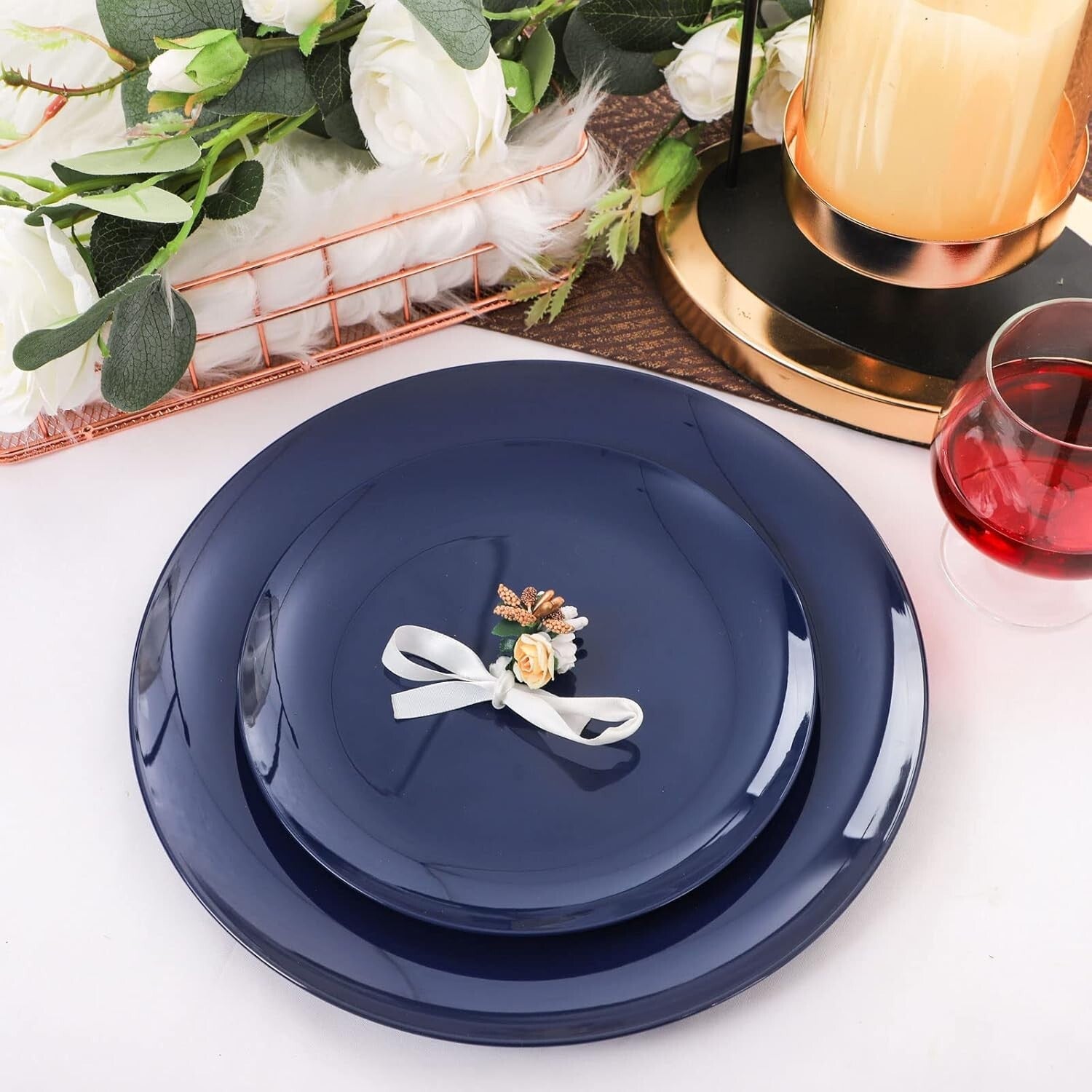 Durable 100PCS BPA-Free Blue Dinner & Dessert Plates - Perfect for Gatherings