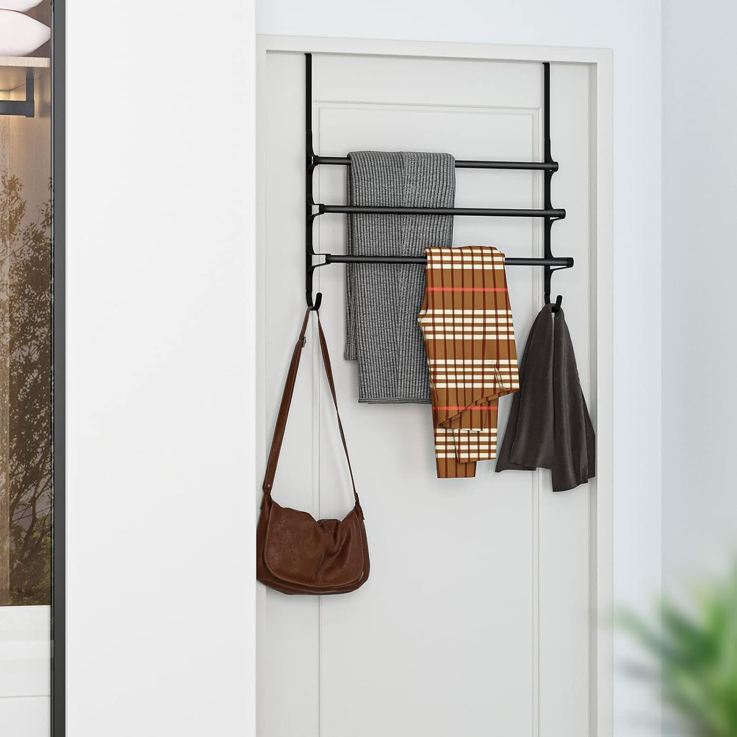 Durable Over The Door Towel Rack - 24.2" Triple Hook Design for Small Bathrooms