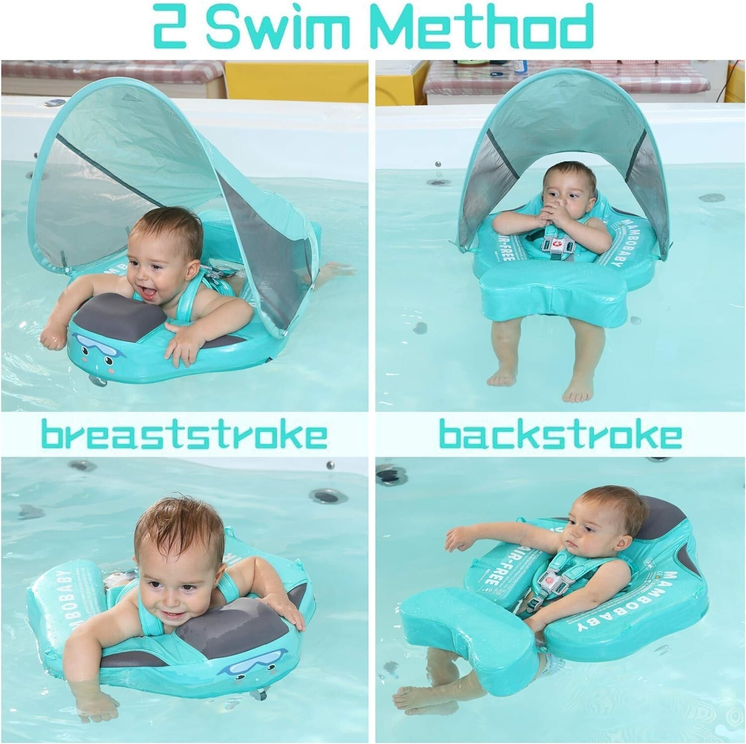 Baby Swim Float with Canopy - Ideal for Safe Backstroke & Breaststroke (3-24 M)