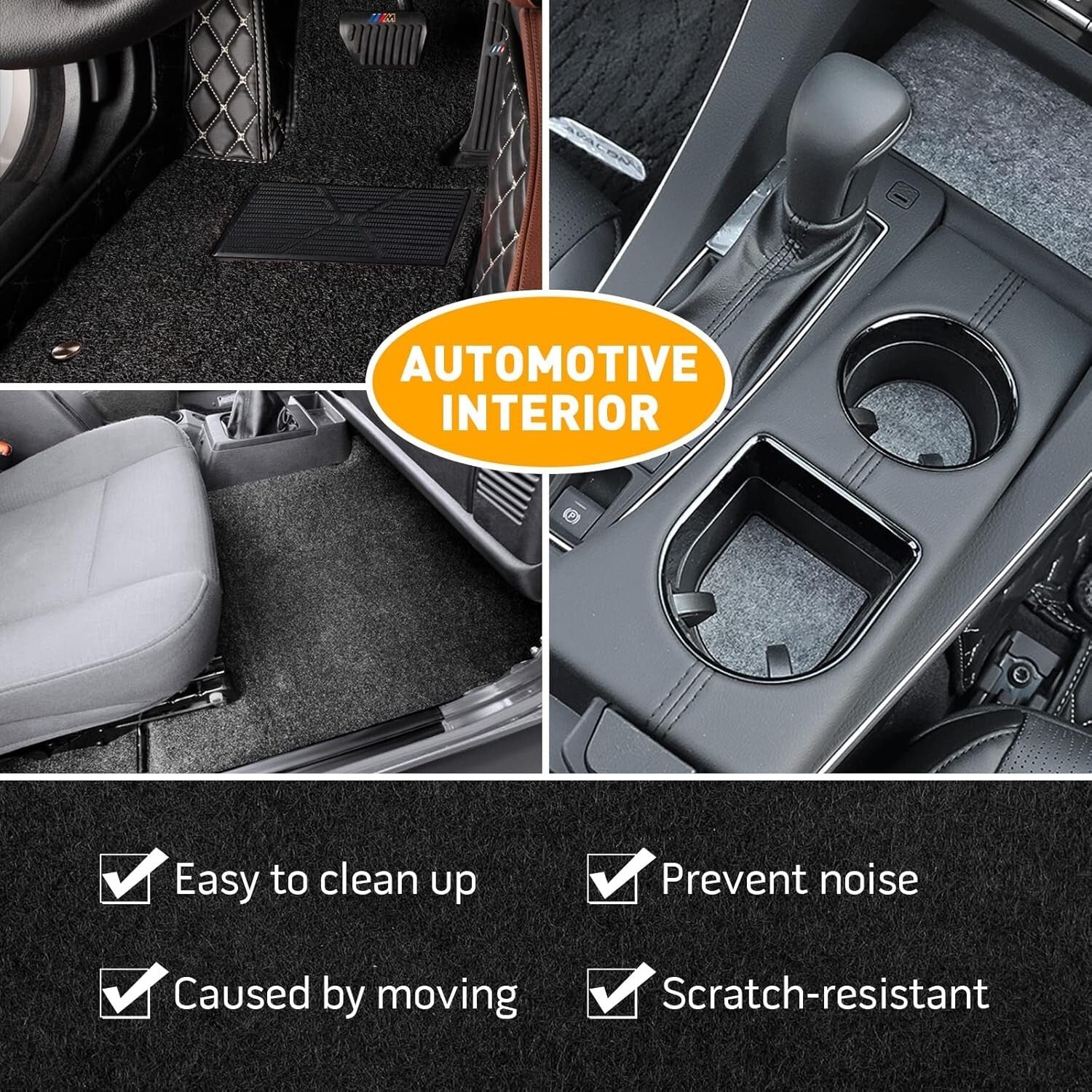 78x90 Inch Black Automotive Carpet - Heavy-Duty and Flexible for RVs and Trucks