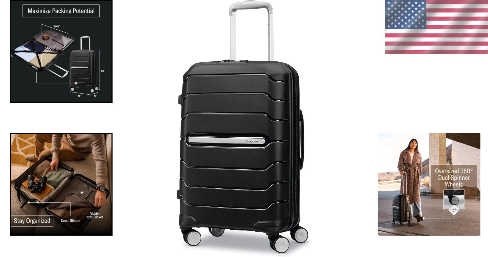 TSA-Friendly 21.25-Inch Spinner Carry-On - Scratch-Resistant Hard Shell Suitcase