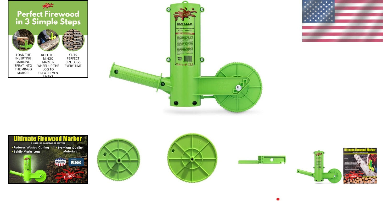 Precision Firewood Cutting Tool with 14", 16" & 18" Adjustable Marking Wheels