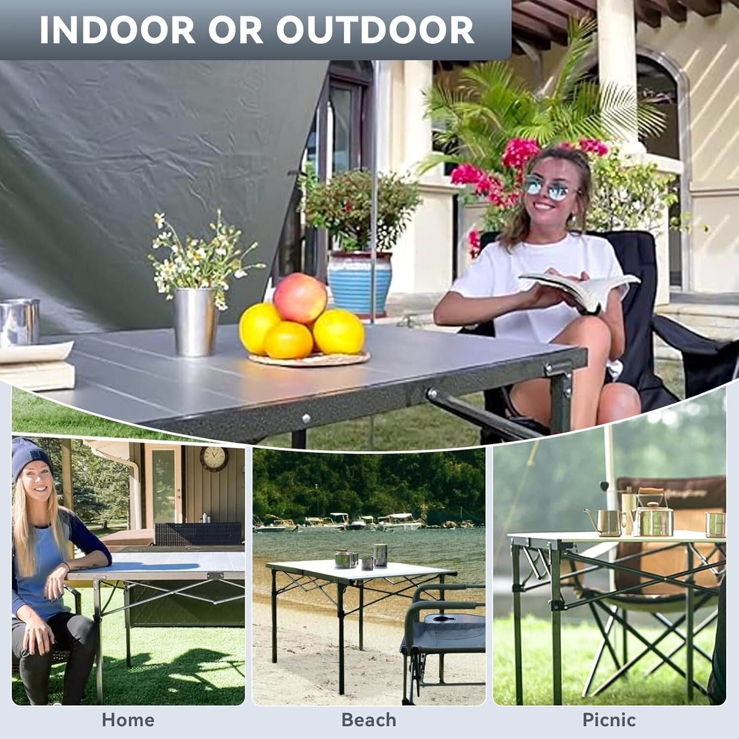 Durable 53.5" Folding Camping Table with Carry Bag - Perfect for Outdoor Dining