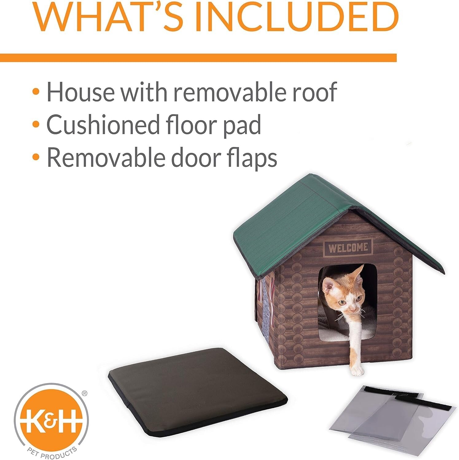 Insulated Outdoor Cat Shelter - Unheated Log Cabin for Community or Stray Cats