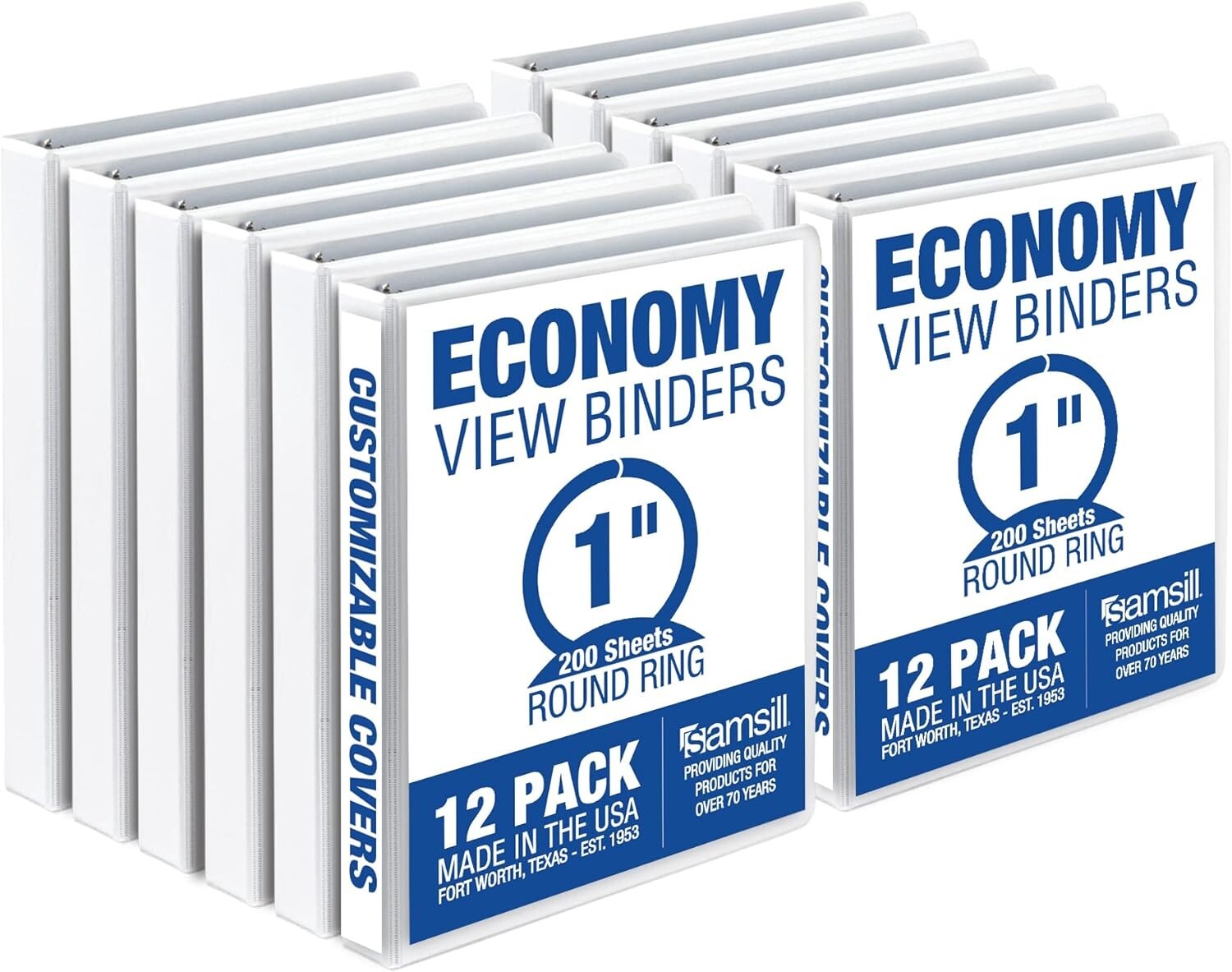 12-Pack 1-Inch 3 Ring Binders with Clear Pockets - Ideal for Home/Office Use