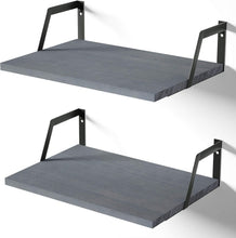 Load image into Gallery viewer, Rustic Floating Shelves Set of 2 - Weathered Gray Wood with Large Capacity