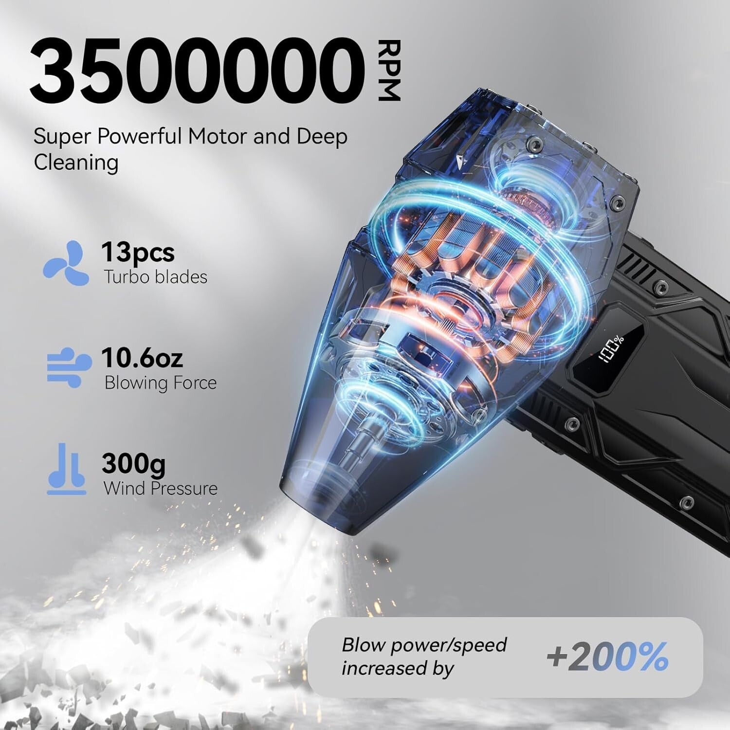 Compact 350,000RPM Air Duster - Rechargeable Jet Blower for Electronics Cleaning