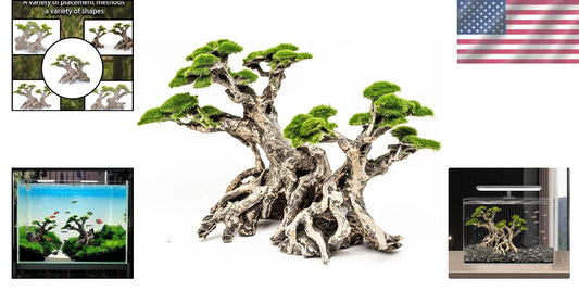 Aquarium Bonsai Tree Decor Dimensions 7"H - Enhanced Aesthetics for Aquascaping