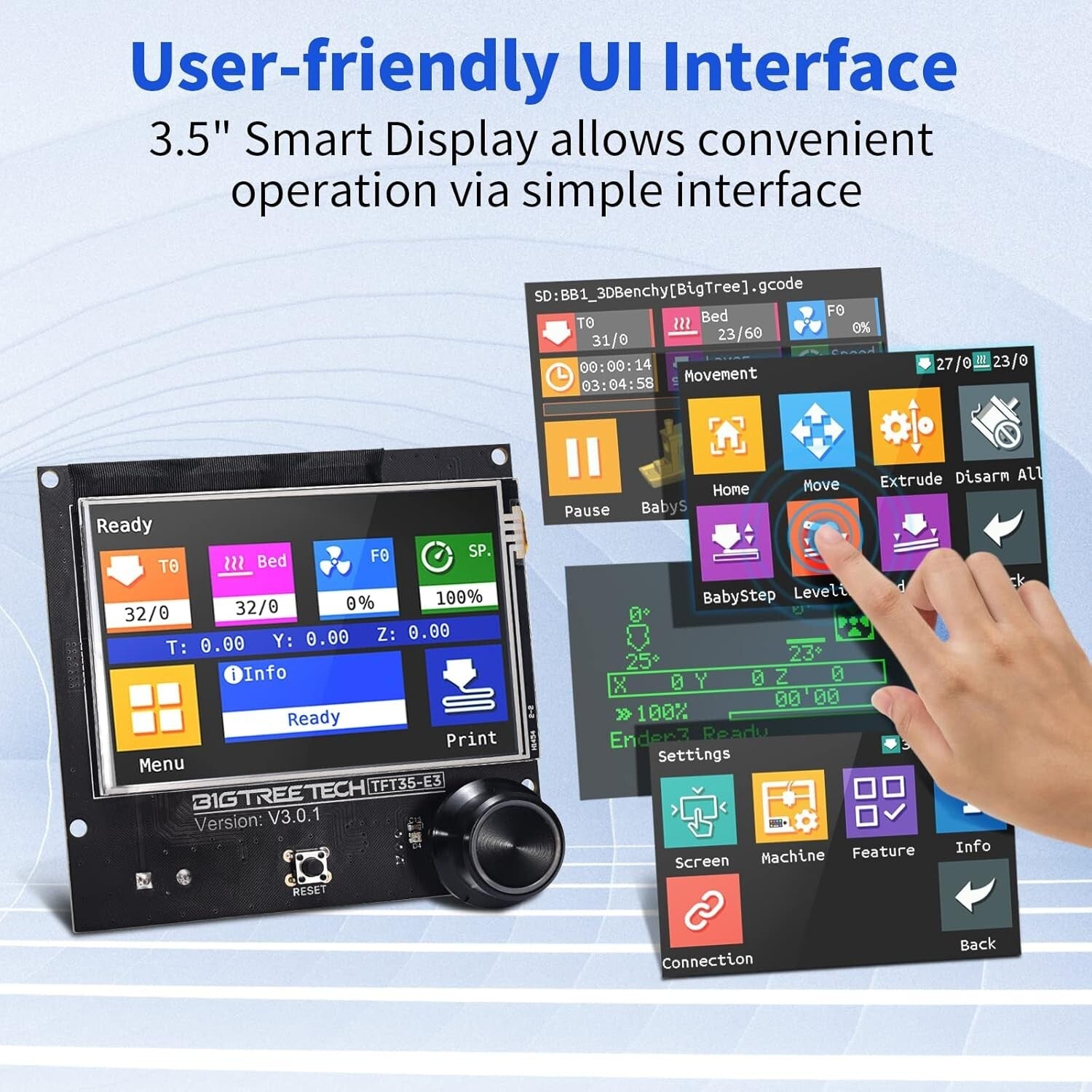 Elegant BIGTREETECH E3 V3.0.1 Touchscreen with USB/SD Support for 3D Printing