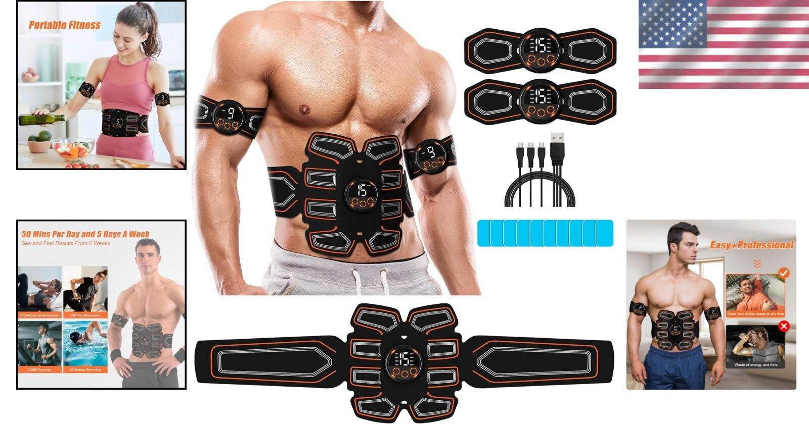 Adjustable ABS Stimulator Abdominal Toning Belt for Men and Women - BFB-11