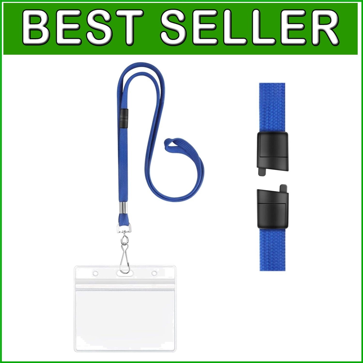 Bulk 100 Breakaway Safety Lanyards with Clear 3x4 ID Badge Holders for Events