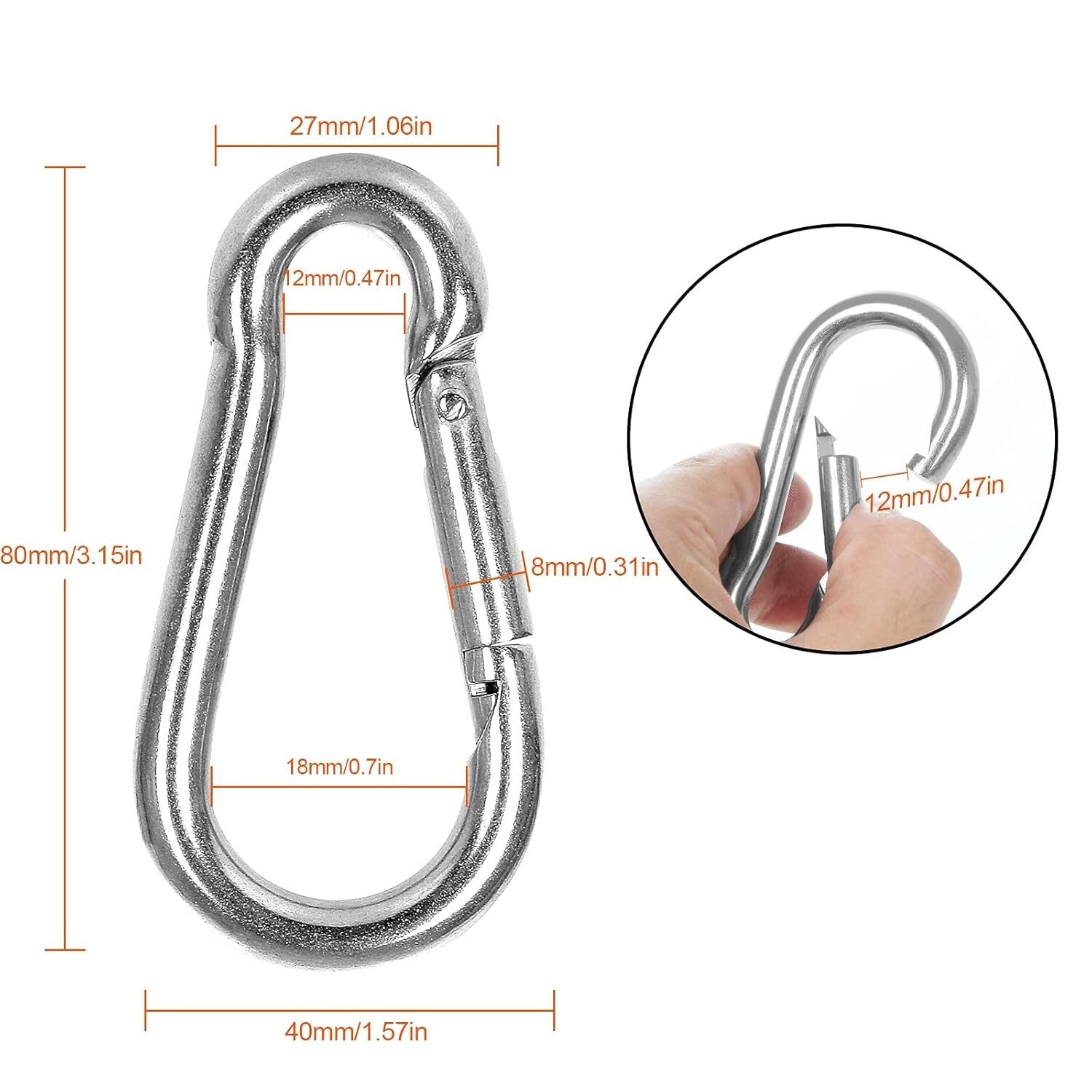 Portable 60-Pack M8 Carabiners with Screw Lock - Ideal for Camping and Hiking