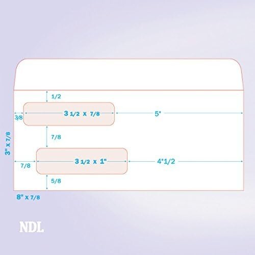 Bulk Box of 500 Classic Double Window Check Envelopes - Secure & Compliant