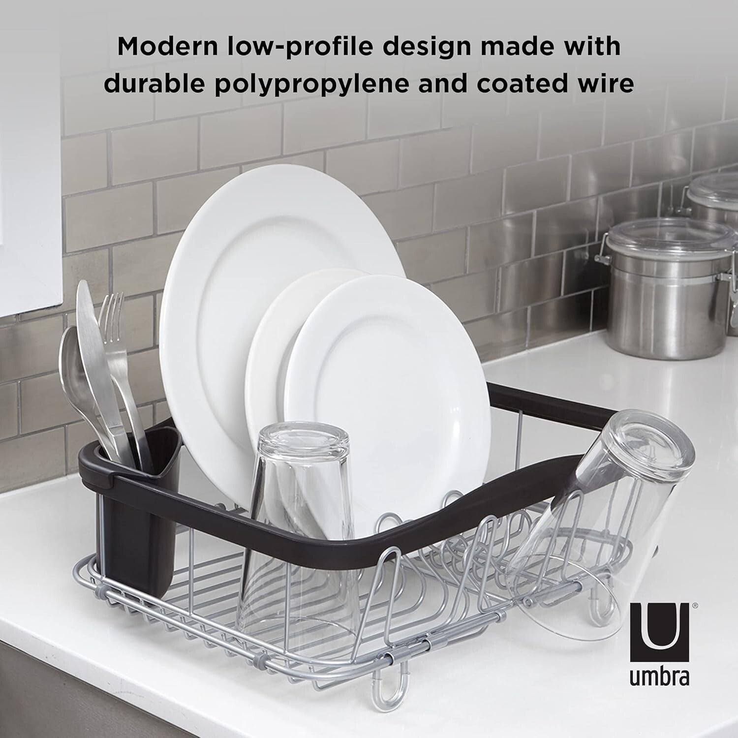 Stylish Sink Drying Rack with Cup Holders - Durable & Compact Kitchen Solution