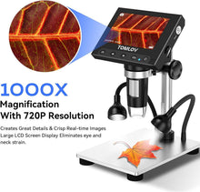Load image into Gallery viewer, 4.3" LCD USB Microscope with 1000X Magnification – Ideal for Science Exploration