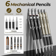 Load image into Gallery viewer, All-in-One 58PCS Drawing Supplies with Leather Case - Mechanical Pencils &amp; More
