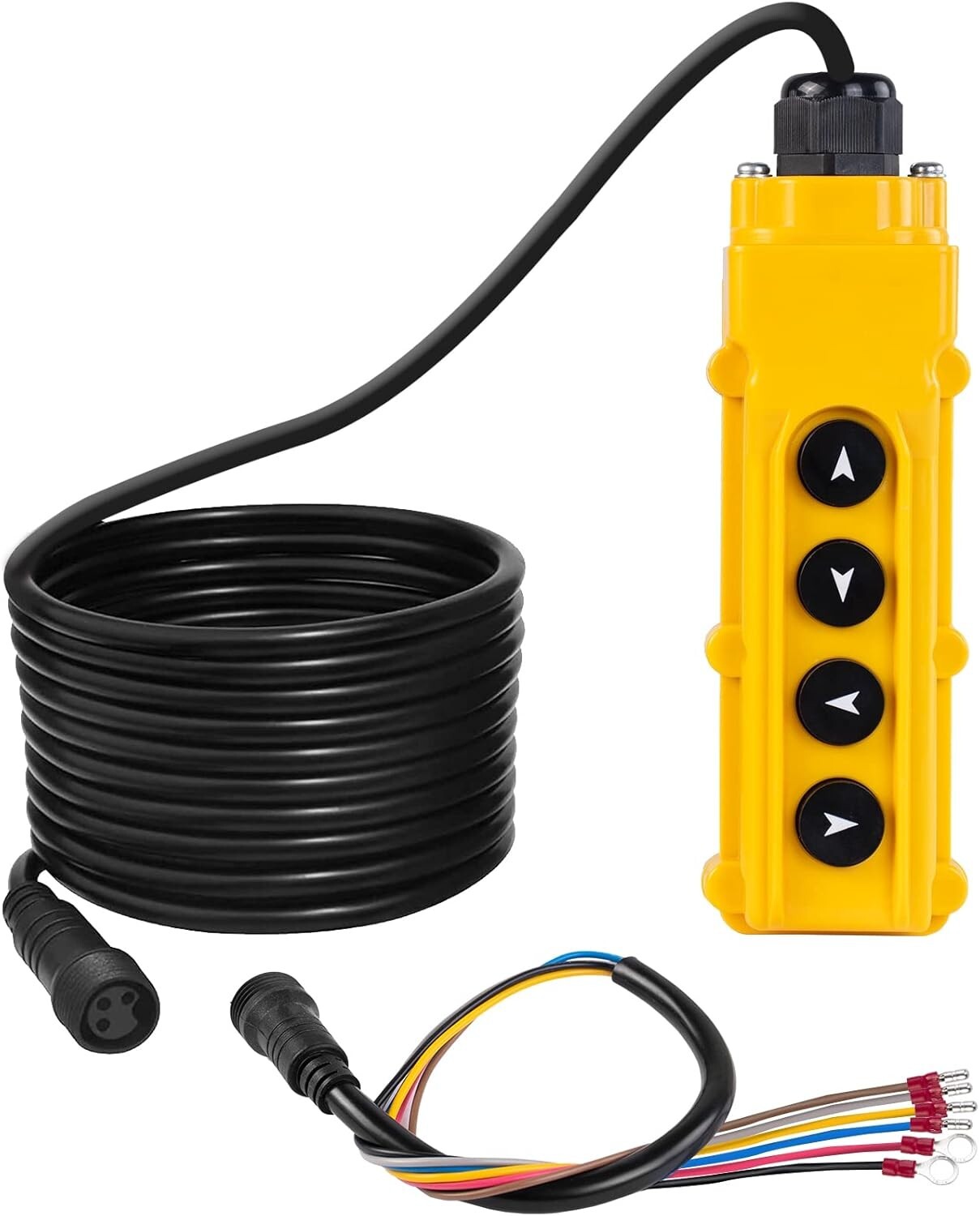 4-Way Push Button Hoist Crane Remote Switch with 15FT Cord for 12V Control