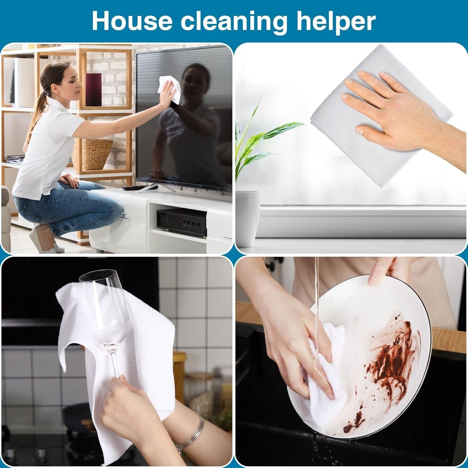 Bulk 200 Microfiber Cleaning Cloths, Lint-Free, 12x12 Inches for All Surfaces