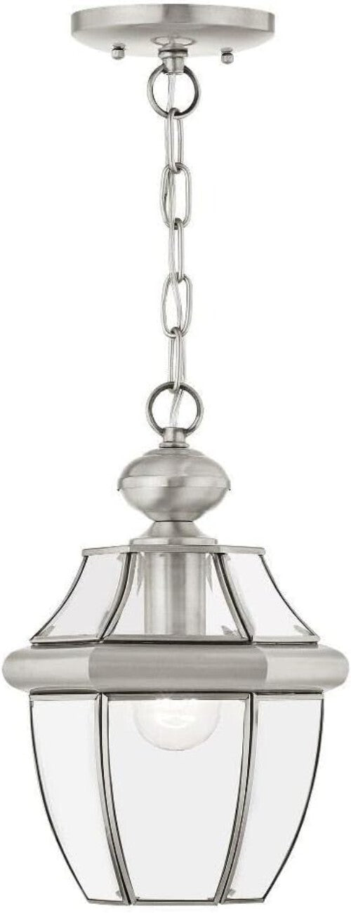 Handcrafted Solid Brass Outdoor Pendant - Traditional Brushed Nickel Design