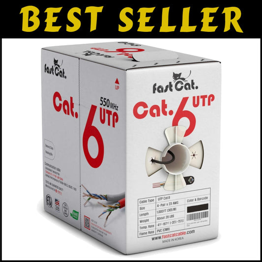 10 Gigabit Cat 6 Ethernet Cable - 1000ft Noise-Reducing, Indoor/Outdoor Use