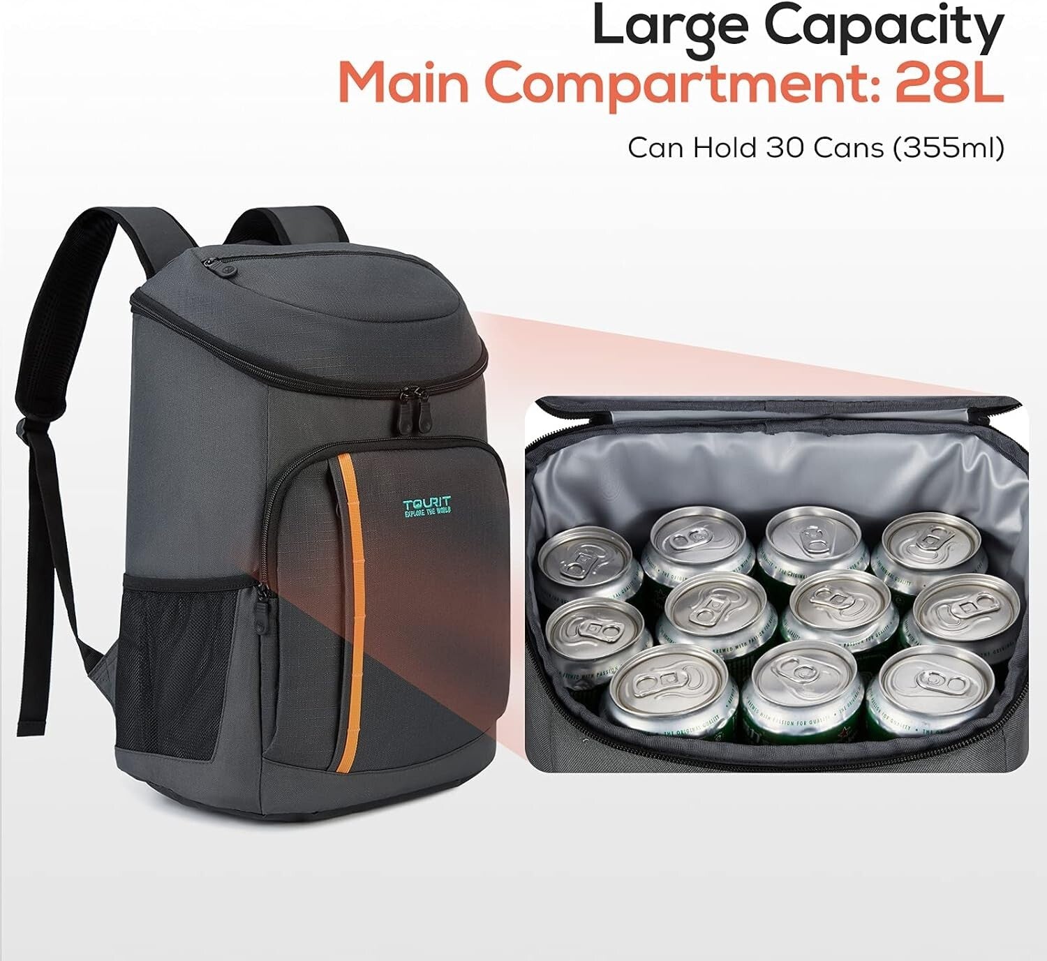 Durable 30-Can Insulated Backpack Cooler - Leak-Proof for Work, Beach & Hiking
