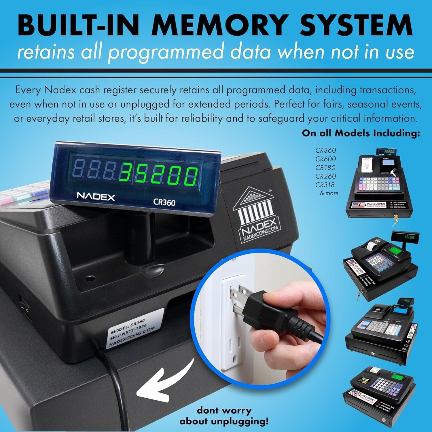 Efficient CR360 Cash Register with Dual Displays and Quick Load Thermal Printing