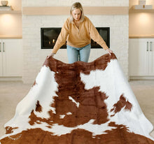 Load image into Gallery viewer, Brown and White Faux Cow Print Area Rug - 6.2ft x 8.2ft for Modern Homes