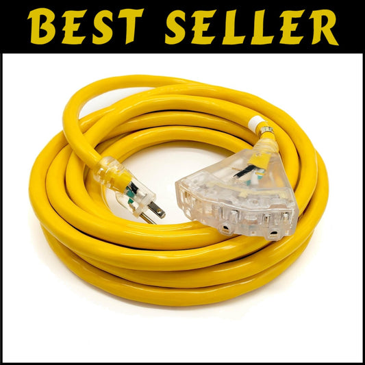 High-Power 25 ft Extension Cord - 10 Gauge with Multipurpose Pig-Tail Design