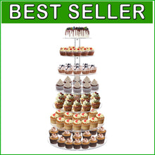 Load image into Gallery viewer, Elegant 7-Tier Acrylic Cupcake Stand - Clear Tower Display for Celebrations