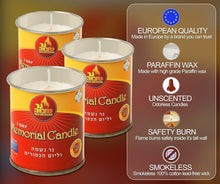 Load image into Gallery viewer, Elegant Unscented 24-Hour Yom Kippur Candle Set in Durable Tin Holders - 24 Pack