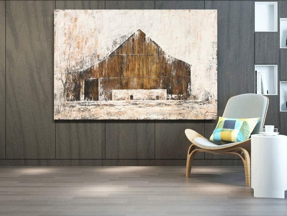 Beautiful 28x20 Rustic Barn Canvas Wall Art - Ready to Hang Farmhouse Charm