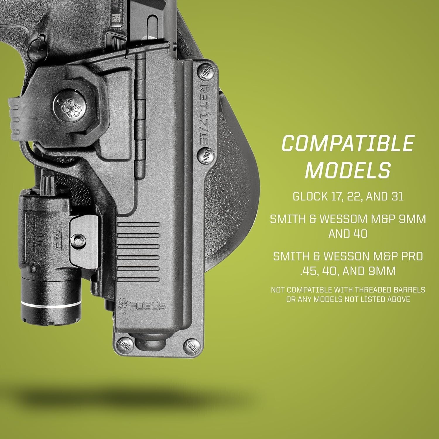 Adjustable OWB Holster for Right-Handed Firearms with Light/ Laser Compatibility