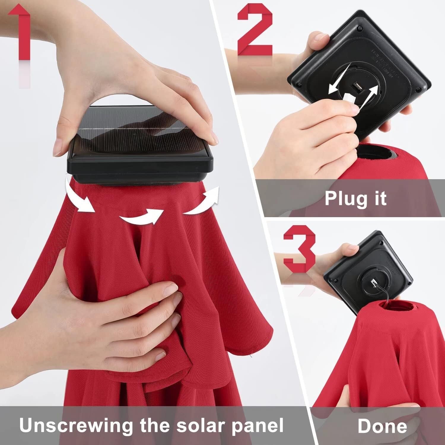 Elegant 11FT Round Solar LED Patio Umbrella - Perfect for Day or Night Use