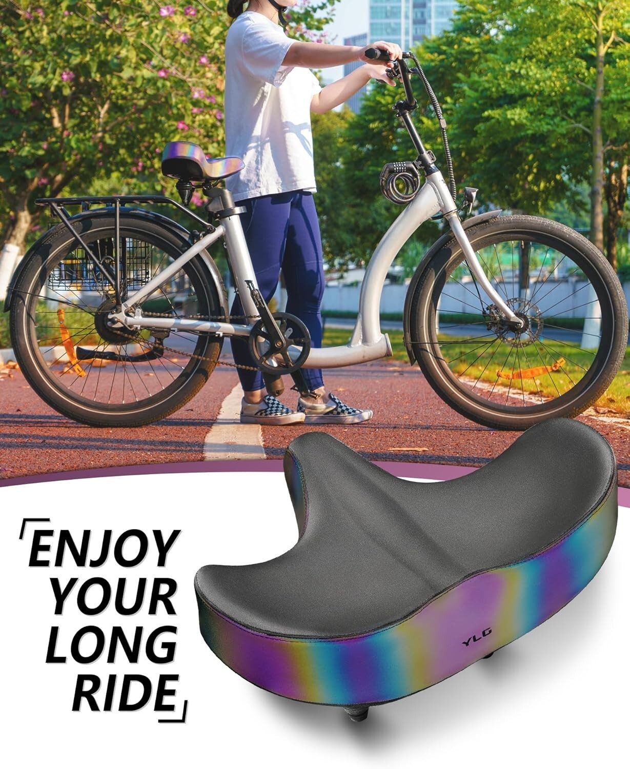 Extra Large Bike Seat with Memory Foam & Waterproof Cover for Ultimate Comfort