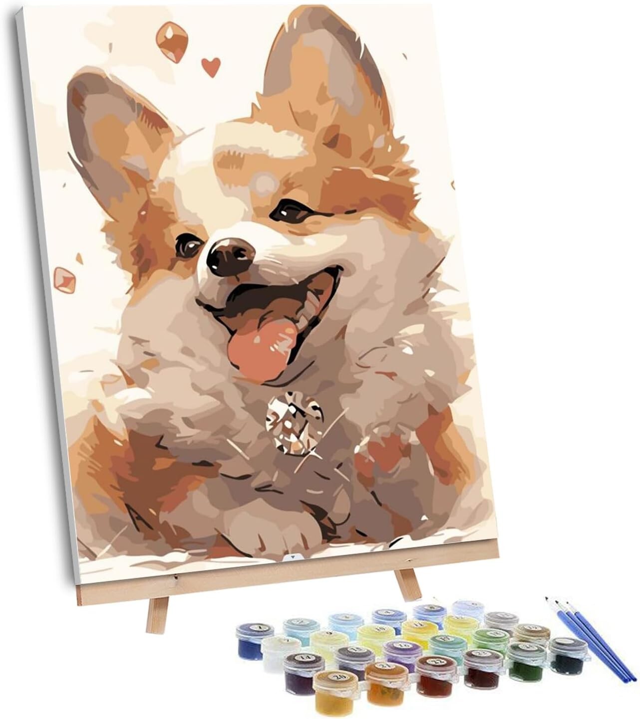 Complete Dog-themed Paint by Numbers Set - Framed Canvas & Brushes for Beginners