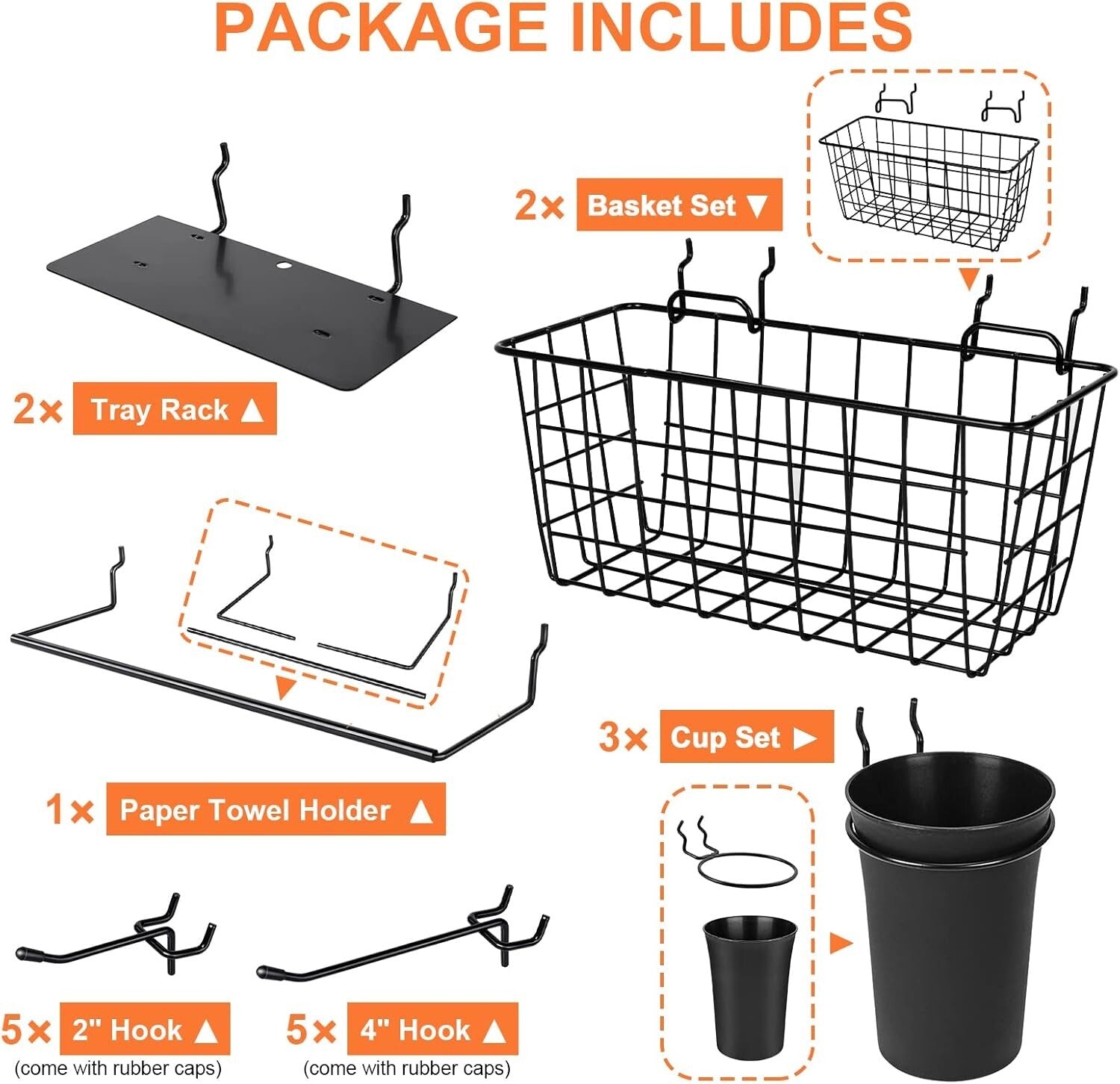 18 Pack Pegboard Hooks Assortment - Rust-Resistant, Adjustable Storage Solutions