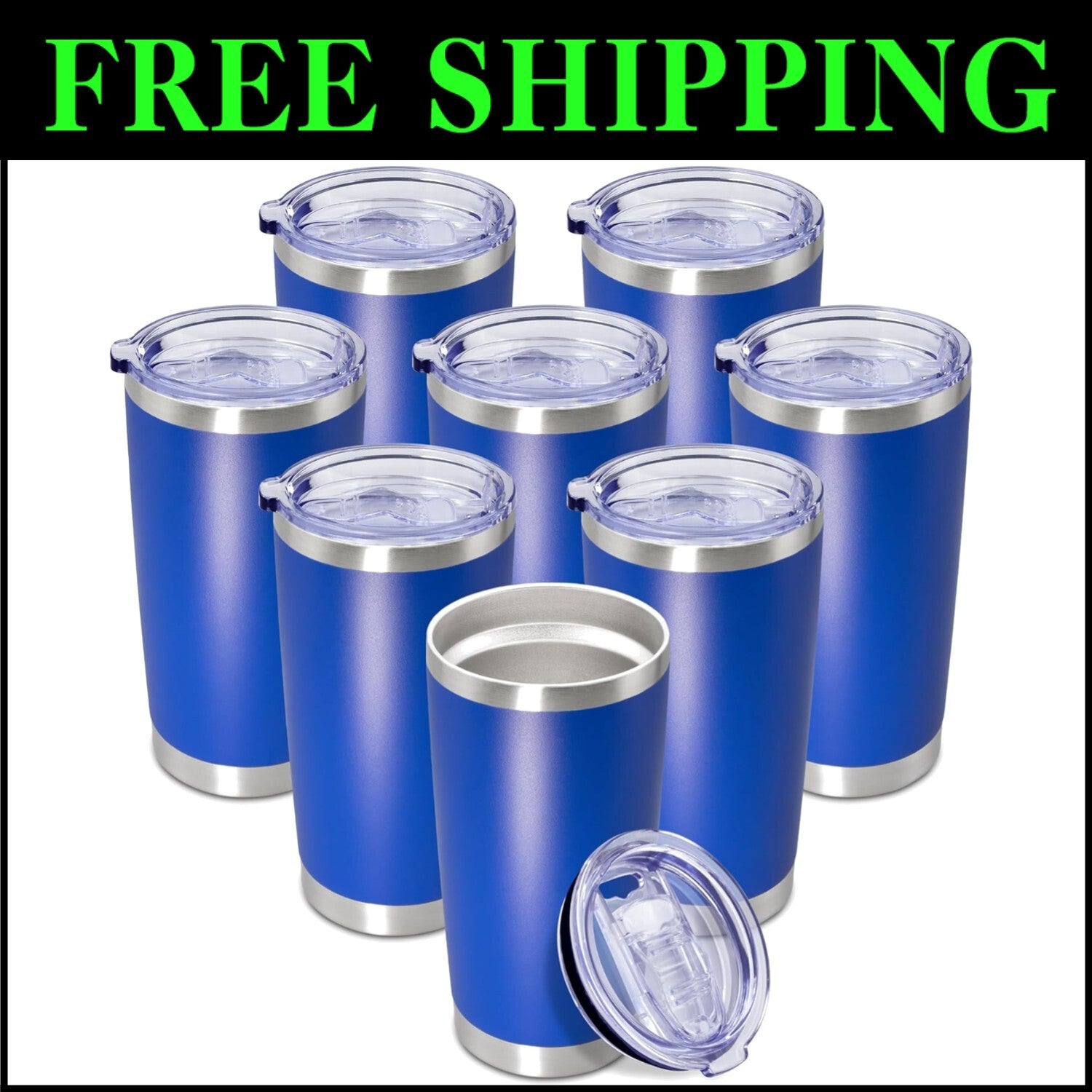 20 oz Vacuum Insulated Stainless Steel Travel Mugs - 8 Pack Leak Proof Cups