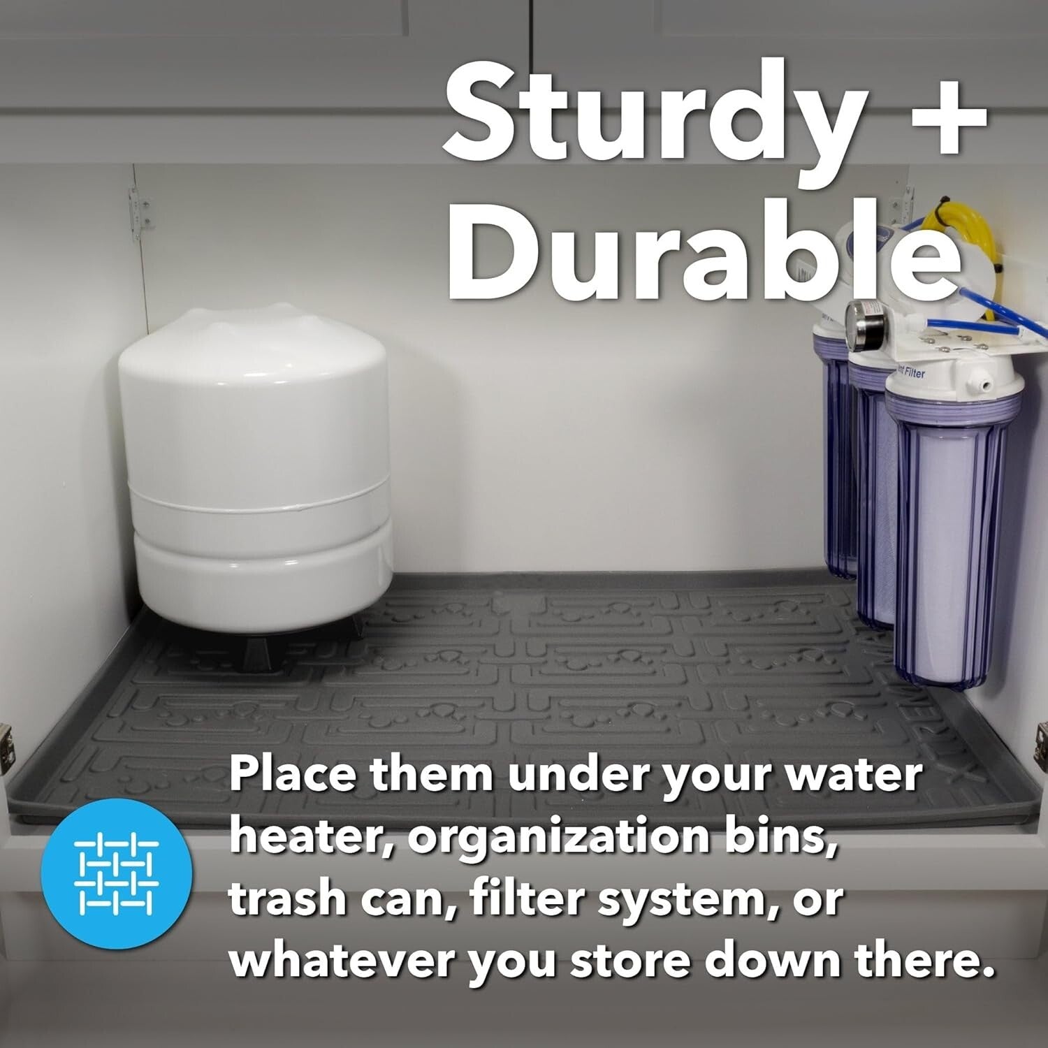 33.4"x19.2" Flexible Gray Under Sink Mat - Ultimate Cabinet Leak Prevention