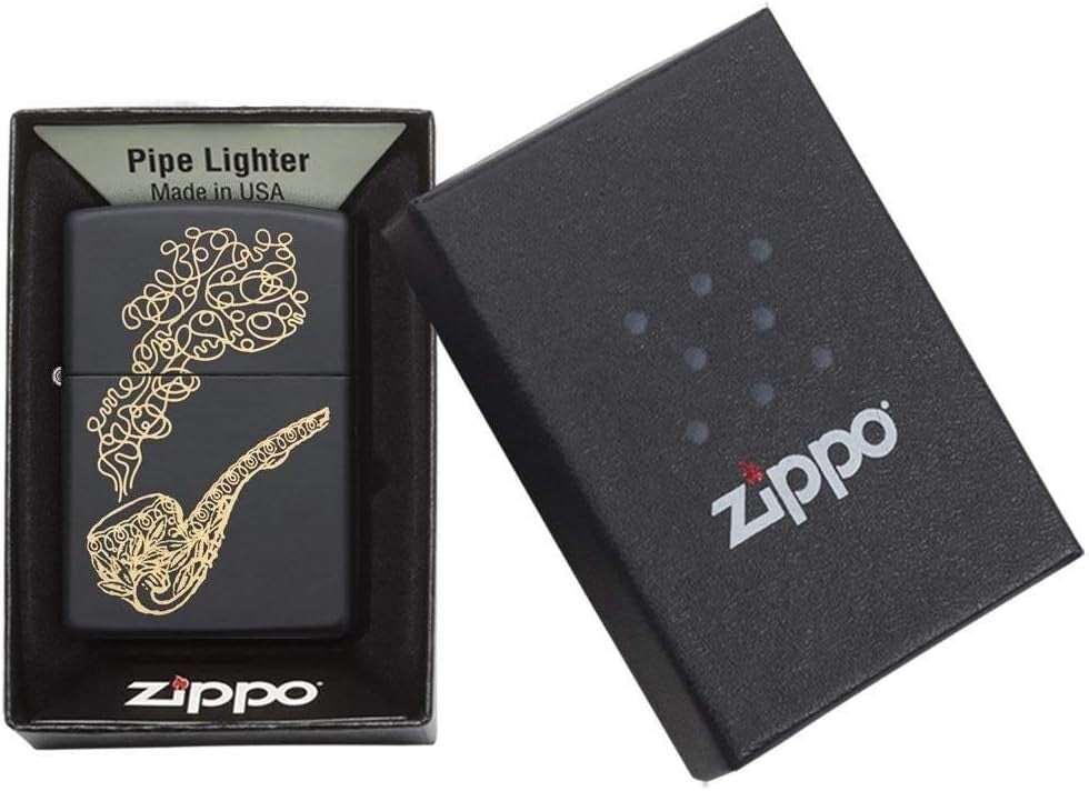 Elegant Brass Pocket Lighter with Black Matte Finish - Perfect for Pipe Lovers