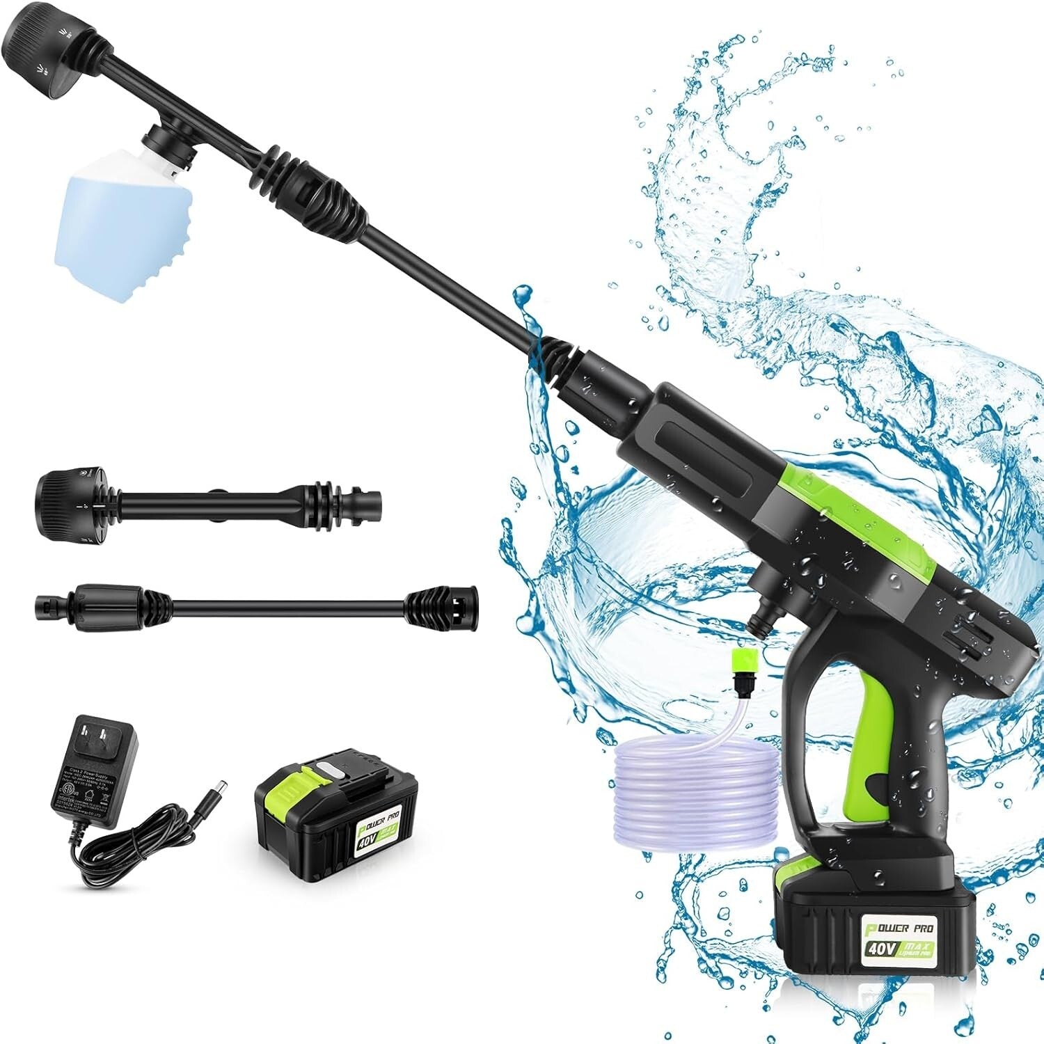 960 PSI Cordless Power Washer with 6-in-1 Nozzle & Soap Container Included
