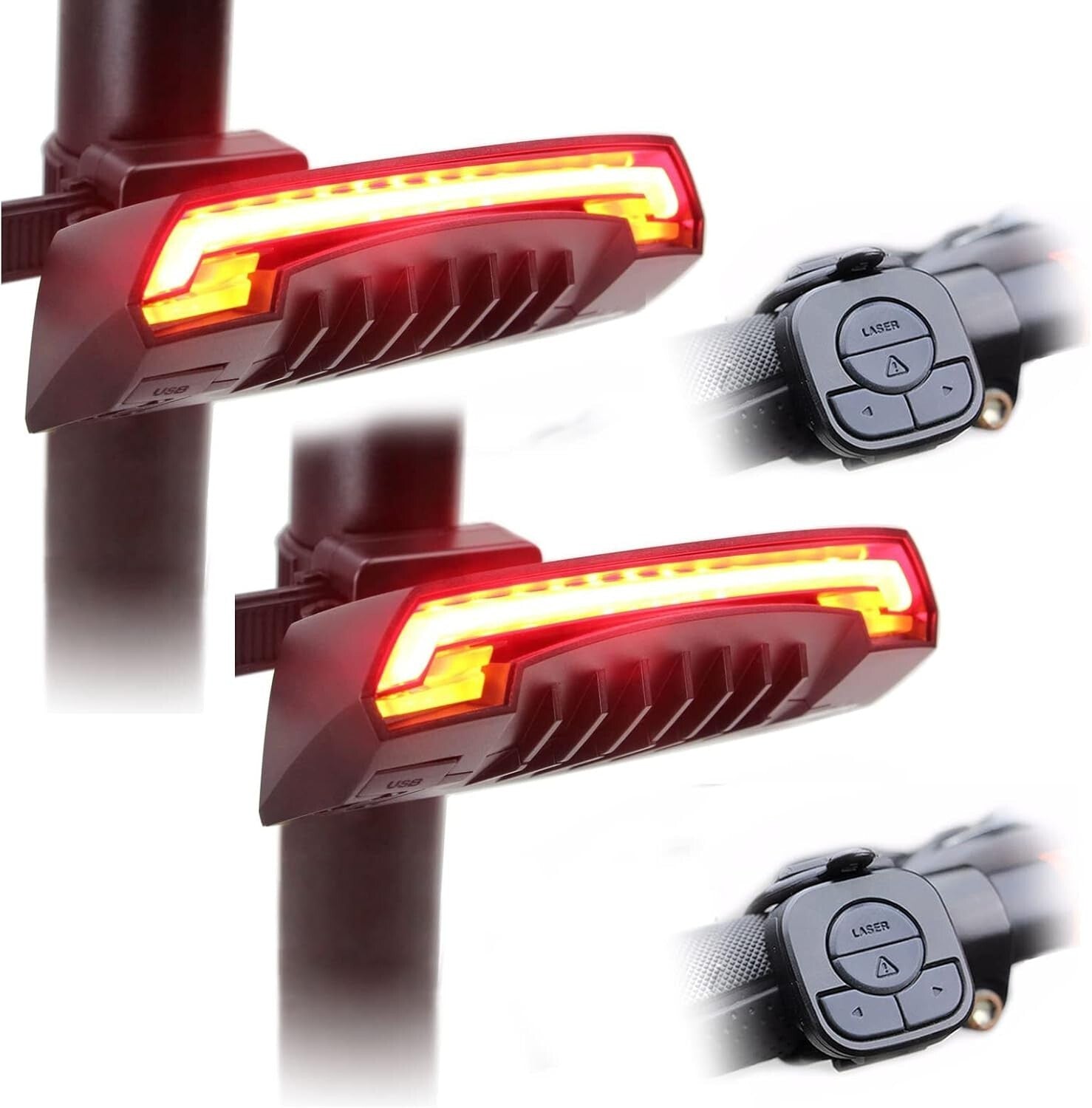 2-Pack X5 LED Bike Tail Light with 6 Modes & Wireless Remote - Safety First!