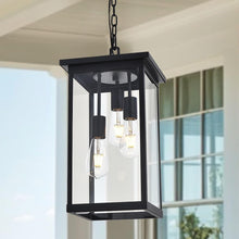 Load image into Gallery viewer, Elegant Adjustable 3-Light Outdoor Light with Clear Glass Shade – Black Finish
