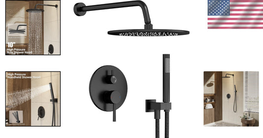 Durable Matte Black Shower Faucet with Adjustable Handheld & Rain Shower Head