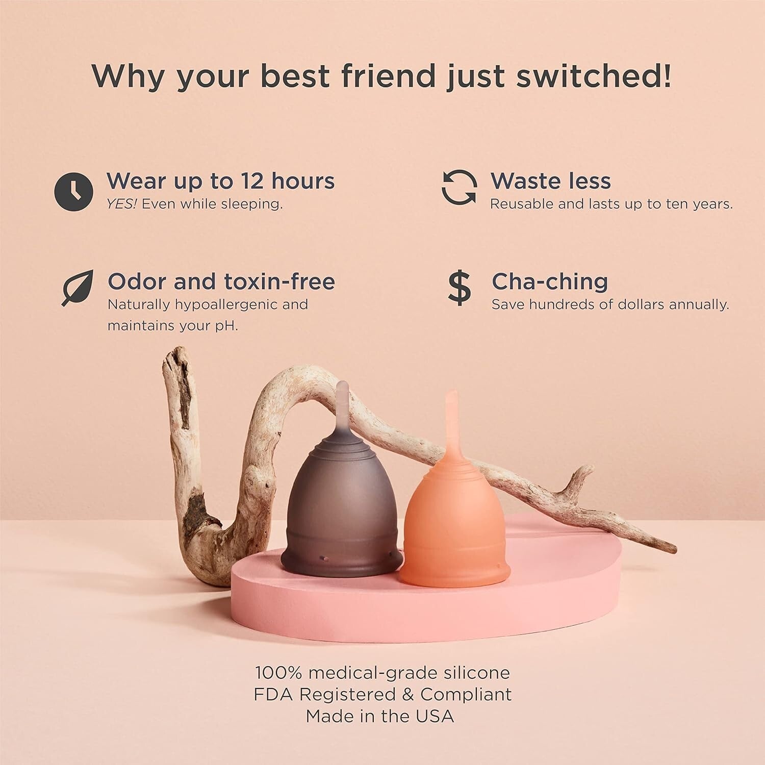 BPA-Free Menstrual Cup - Durable Silicone for Leak-Free, Comfortable Wear