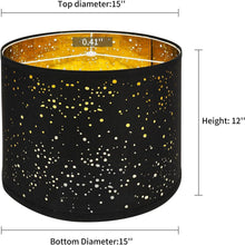 Load image into Gallery viewer, Premium 15" Drum Lamp Shades in Black - Soft Light Diffusion &amp; Easy Assembly