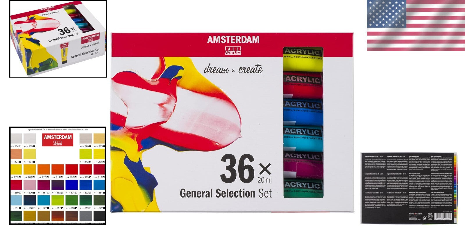 Amsterdam Standard Series Acrylic Paint Set – 36 x 20 ml Tubes in Satin Finish