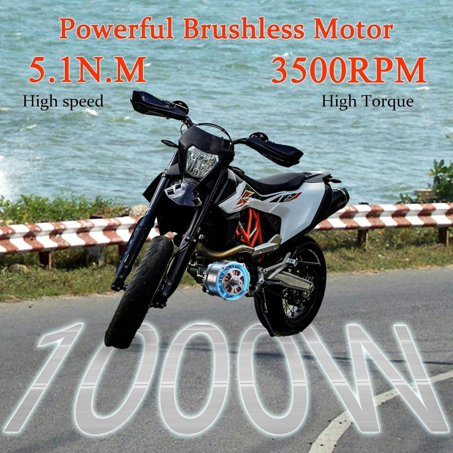 48V 1000W Electric Brushless DC Motor Kit with Speed Controller and Display