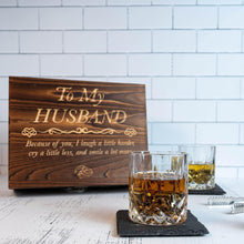 Load image into Gallery viewer, Engraved Whisky Glass and Stainless Steel Stones Set - Unique Anniversary Gift