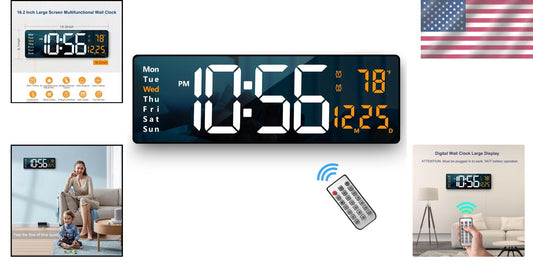 Stylish 16.2 Inch LED Wall Clock – Modern Design with Remote Control Features