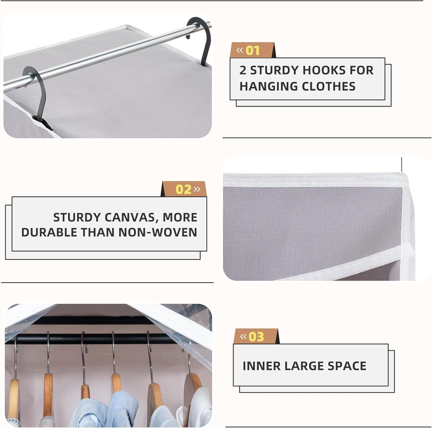 2-Pack Large Hanging Garment Bag with Zipper - Dust-Proof Clothes Protector